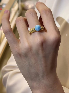 海纹石戒指银镶嵌为爱加冕