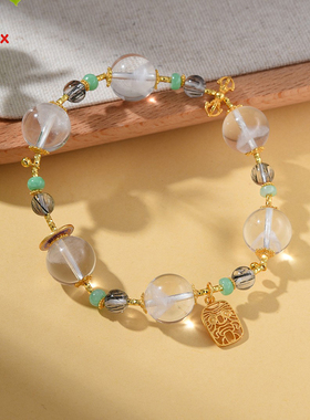 S925银扎基拉姆白水晶手串时尚设计漂亮招财珠宝