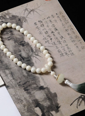 白玉菩提根32颗手持手串老型桶原籽佛珠手链男女款士文玩念珠饰品