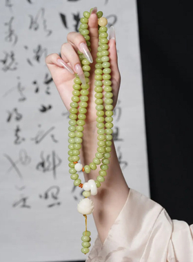 精抛天然奶油果绿菩提手串圆珠高颜值菩提子佛珠文玩盘玩手链女