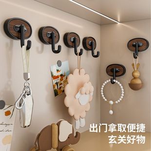 饰挂钩壁挂免打孔强力承重无痕粘钩浴室门后挂衣钩挂架跨境 木纹装