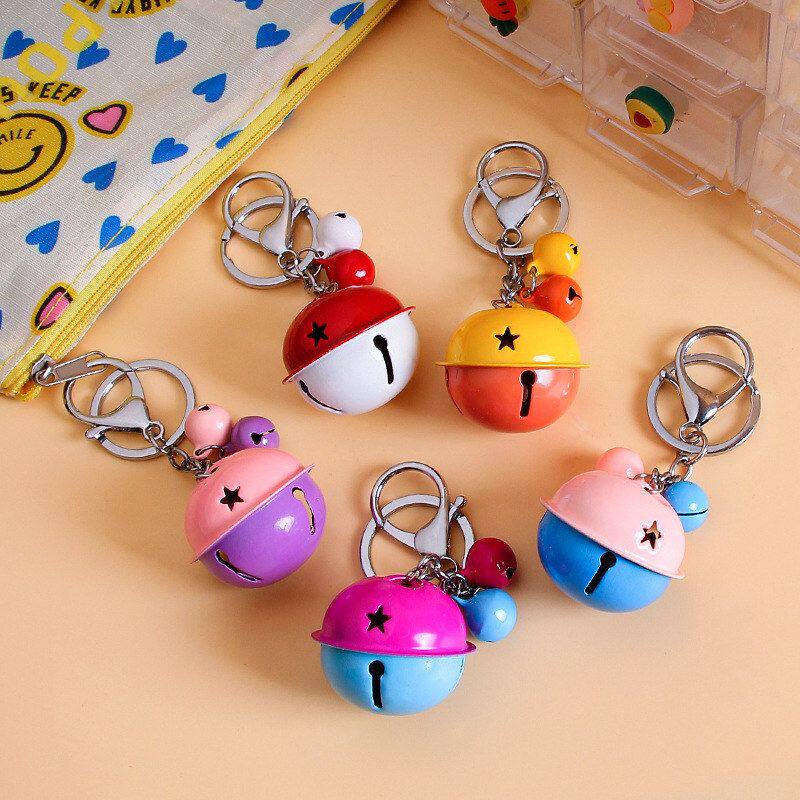 金属双色铃铛钥匙扣挂件创意糖果色圣诞铃铛挂饰情侣包包装饰礼品