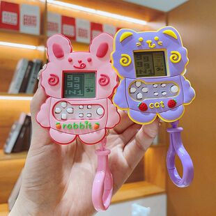 创意卡通兔子游戏机手掌俄罗斯方块游戏机钥匙链小猫挂件礼品