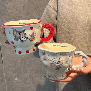 猫和老鼠陶瓷咖啡杯子带勺高颜值情侣水杯家用喝水马克杯生日礼物