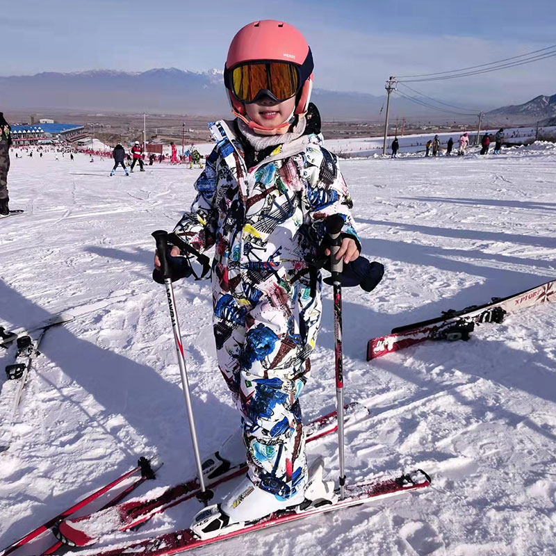 儿童连体滑雪服套装男童单板滑雪装备崇礼加厚保暖小童大童防雪服