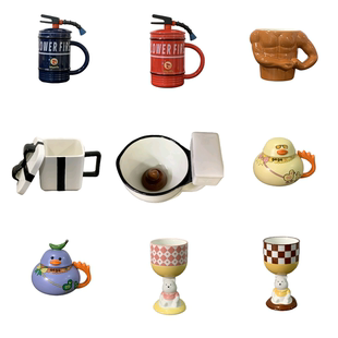 捡漏创意陶瓷杯可爱高脚杯送女友男生日礼物马克杯礼品杯儿童水杯