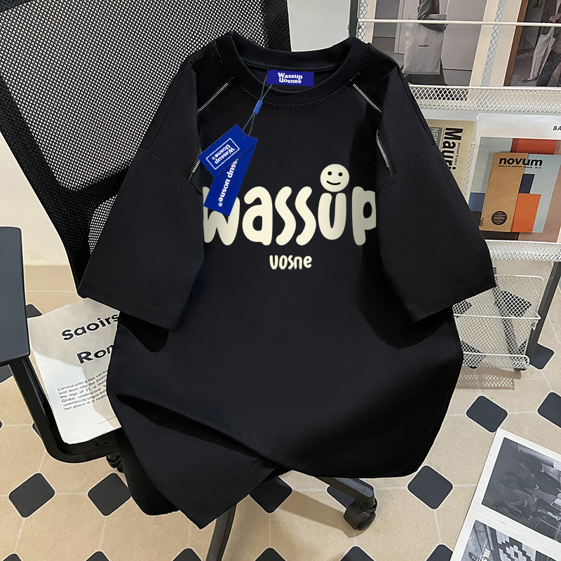WASSUP美式复古潮牌男士短袖t恤2026新款夏季高质量纯棉休闲上衣