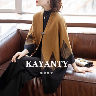 KAYANTY新款 洋气阔太太毛呢大衣 妈妈秋装 高贵双面呢外套中老年装