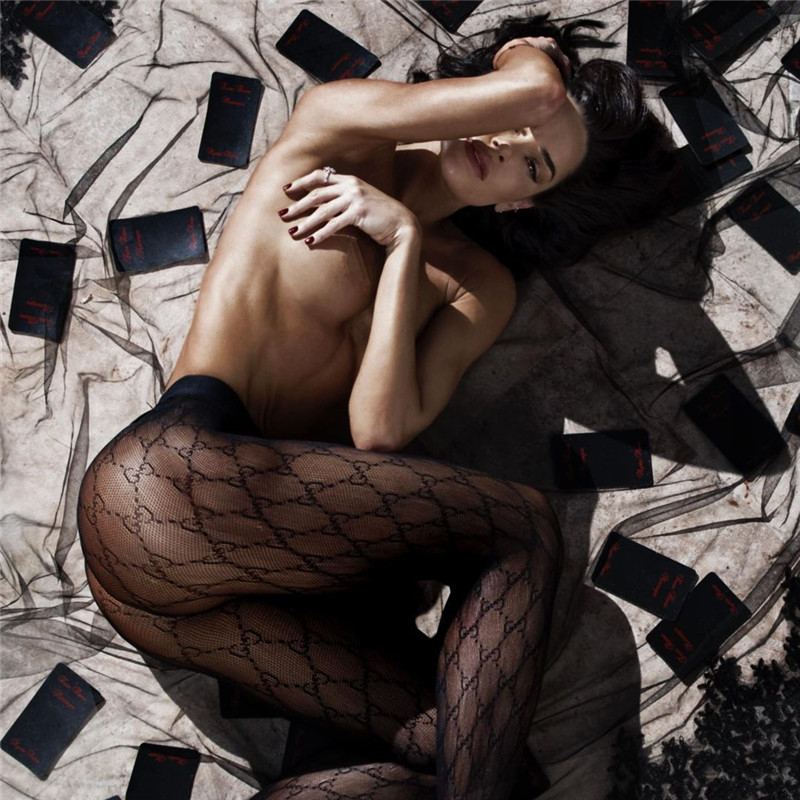 European and American foreign trade fun letters sexy black fishing net silk stockings women's pantyhose thin ins tide brand net red
