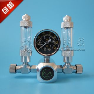 牧梵一拖二加双计泡器 水草缸CO2减压表 二氧化碳双计泡单表 包邮