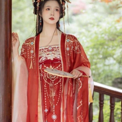 花神司【小重山】重工刺绣大袖衫齐胸裙唐制汉服女诃子裙超仙气