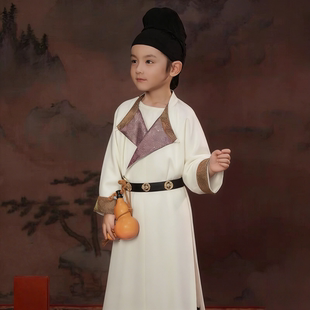 小荷新款长安三万里李白唐装圆领袍男童汉服宝宝儿童古装男春夏款