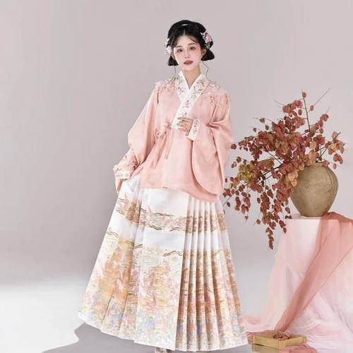 花仙记燕云亭原创汉服明制琵琶袖织金马面裙汉洋折衷套装2025新款