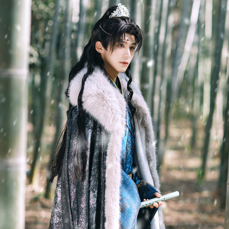 【星河天下】加厚织金斗篷泼墨蓝金明制广袖道袍男款汉服中国风,女装/女士精品,汉服套装,淘宝优惠券,粉丝福利购,淘宝优惠卷