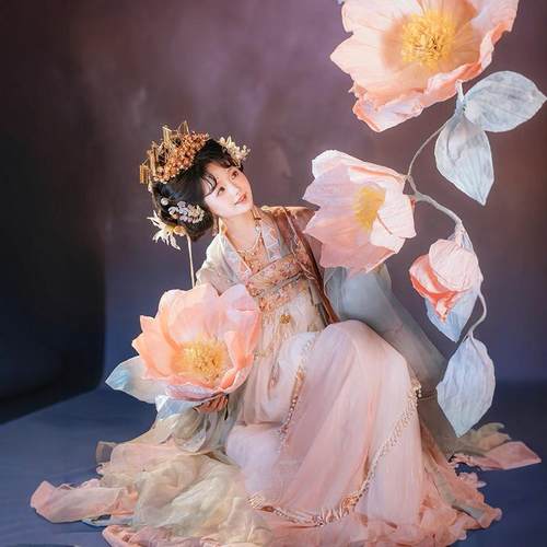 花神记汉服女【春樱】国风重工刺绣大袖衫一片式齐胸裙印花披帛春