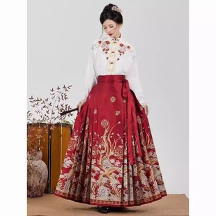 原创凤舞九天套装新中式国风汉服马面裙重工刺绣立领衫汉服古风