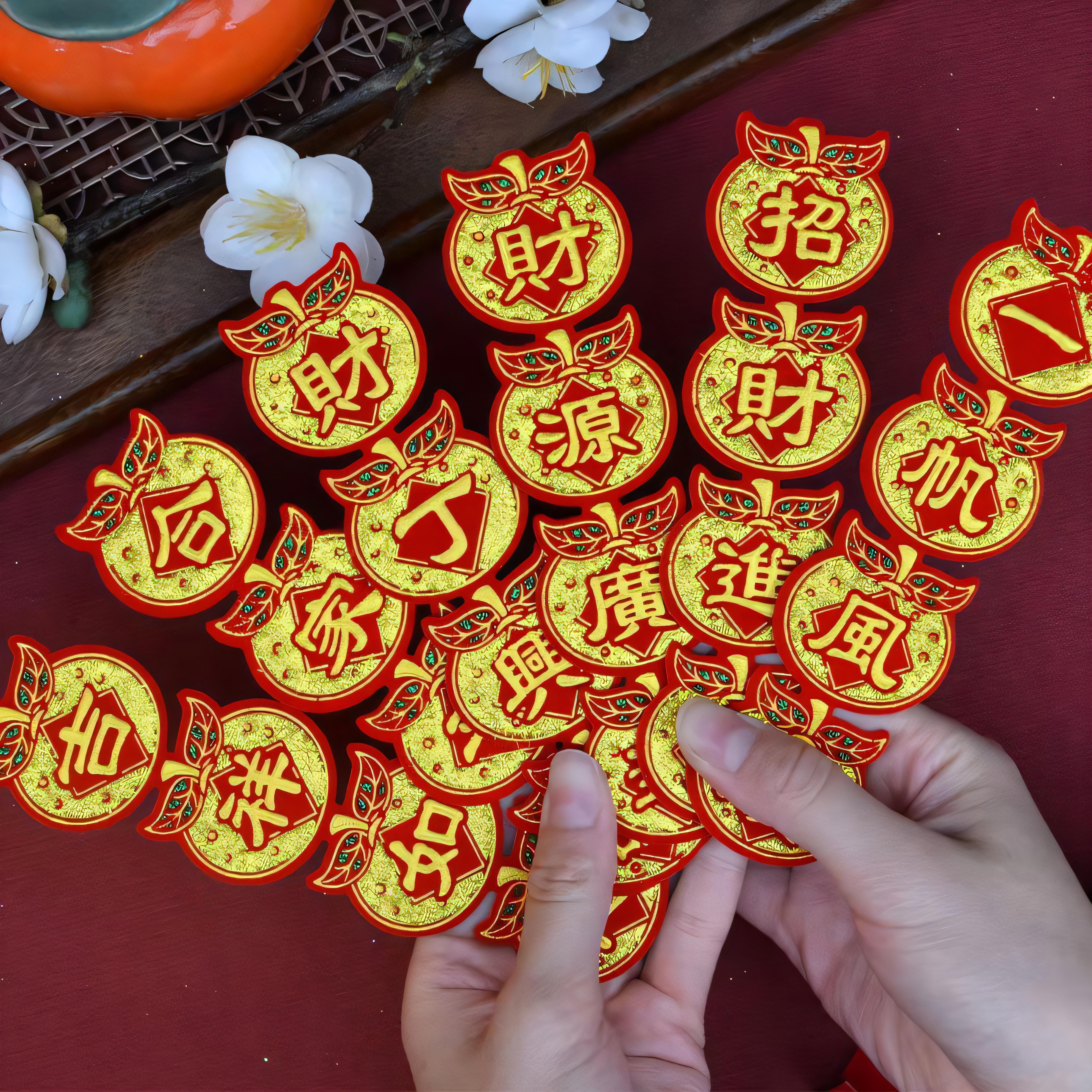 新款迷你烫金四字吉祥语字帖自粘