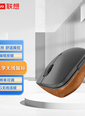 联想Lenovo Go 无线鼠标垂直式人体工学无线蓝光可编程软木底座