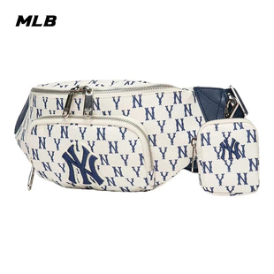 MLB美职棒男女情侣腰包复古老花胸包可调节休闲挎包3AHSM012N
