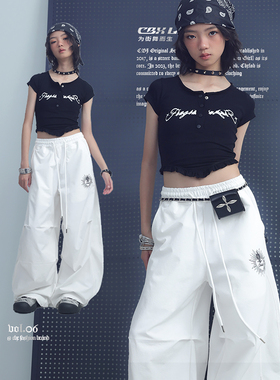 CBXLAB儿童街舞潮牌白色透气速干【大香蕉】长裤美式街头嘻哈JAZZ