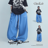 CBXLAB儿童街舞潮牌柔软超轻薄款 蓝色网眼透气JAZZ街头嘻哈 大佬裤