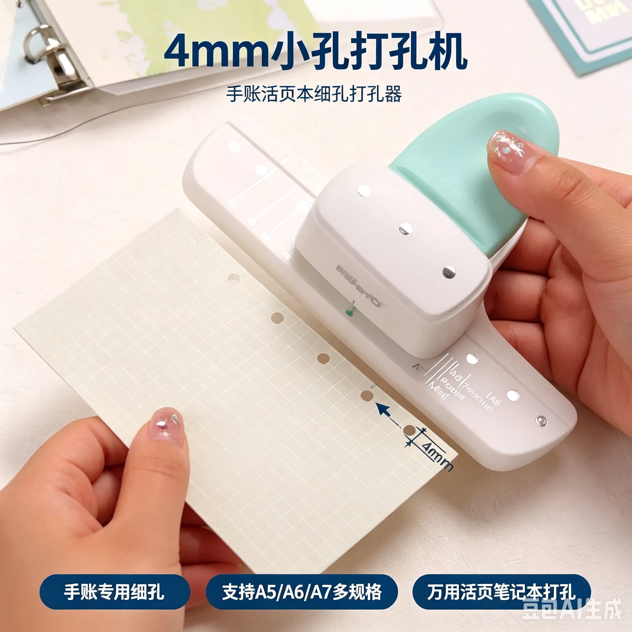 可得优小孔活页本纸打孔器