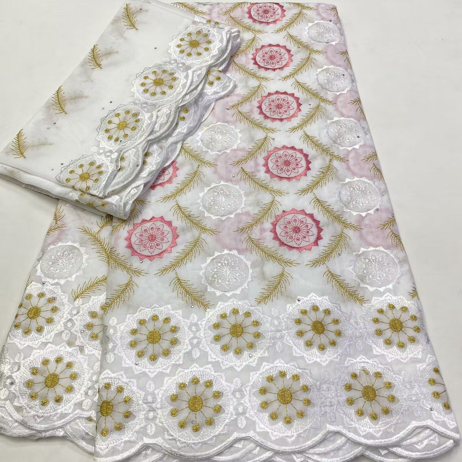 5 2 yards african lace embroidered swiss cotton 纯棉布料非洲