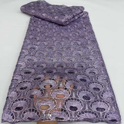 重工紫色刺绣蕾丝面料礼服舞台服时装布料guipure lace fabric
