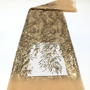 新款 fabric 珠管珠片绣蕾丝花边辅料婚纱礼服亮片面料beads lace