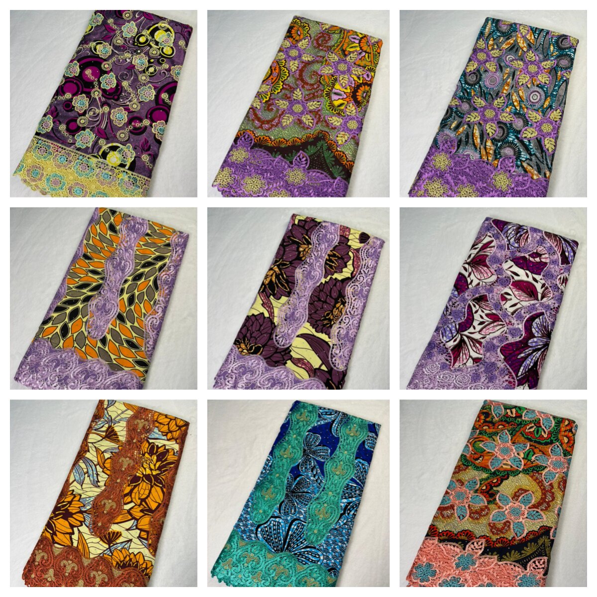 Glitter wax 3D Applique lace 5yards 非洲蕾丝腊布立体贴花面料
