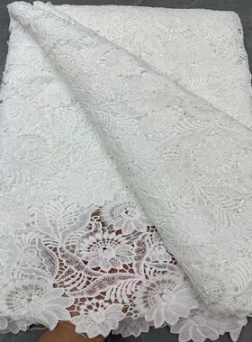 高档水溶蕾丝刺绣花边面料婚纱礼服连衣裙服装布料guipure lace