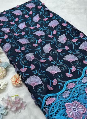 全水溶高档棉布3D立体绣手感舒适柔软棉布面料cotton lace 5yards