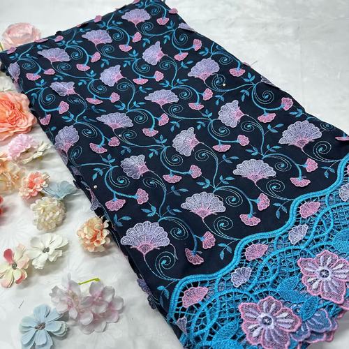全水溶高档棉布3D立体绣手感舒适柔软棉布面料cotton lace 5yards