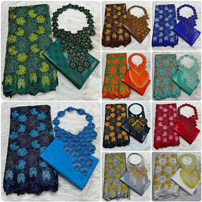 新款民族刺绣蕾丝花边镂空绣花2.5Y+巴赞布套装2.5Y bazin riche