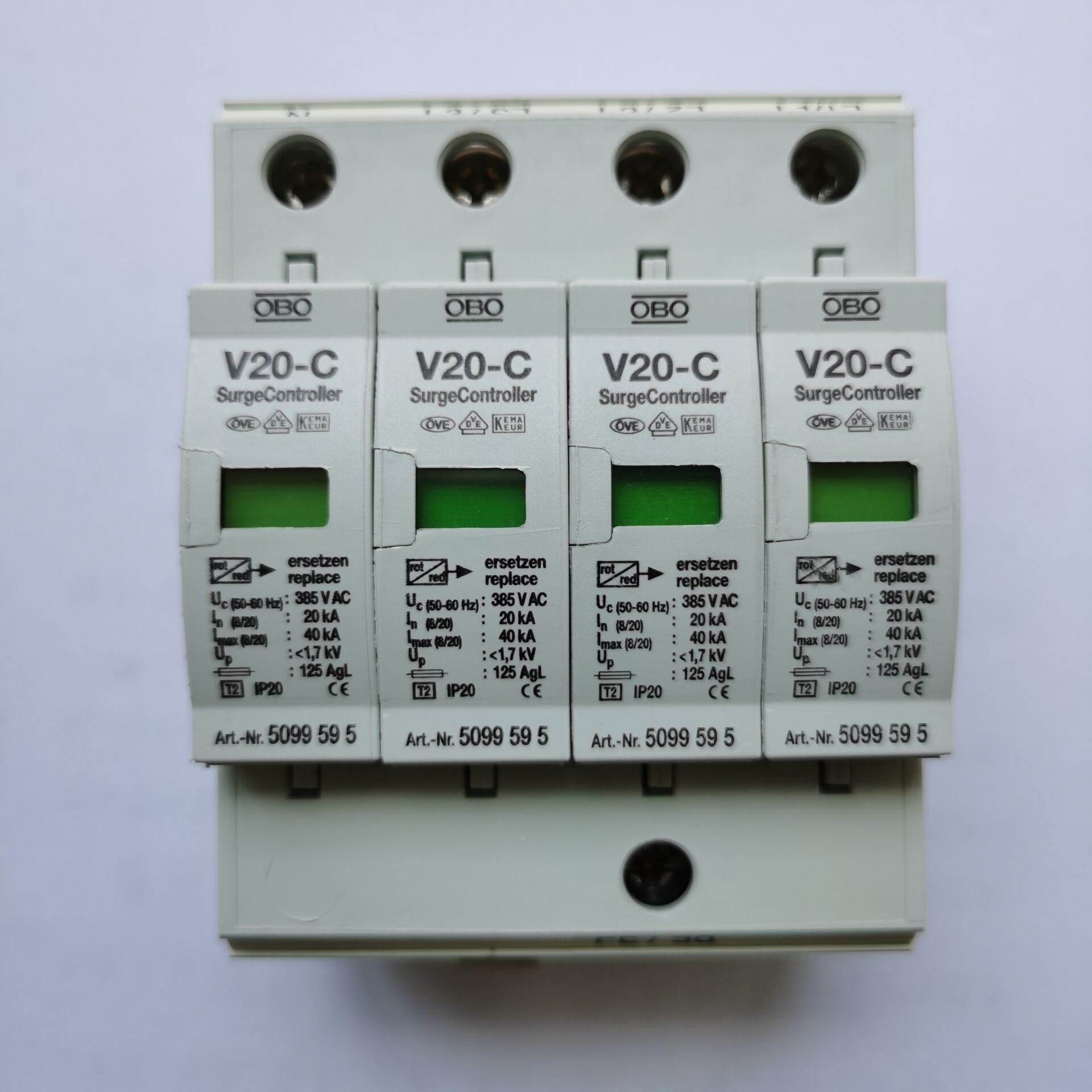包邮德国OBO四相电源防雷器V20-C4-FS-280V遥信电涌保护热卖