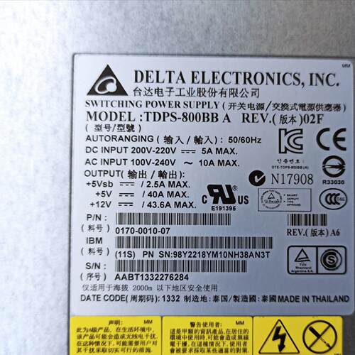 IBMV5000V3500V3700电源TDPS-800BB A 98Y8009 45W8841 00WK807