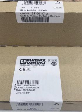 菲尼克斯模块 IB IL 24 DO8HD-PAC 2700172 全新正品