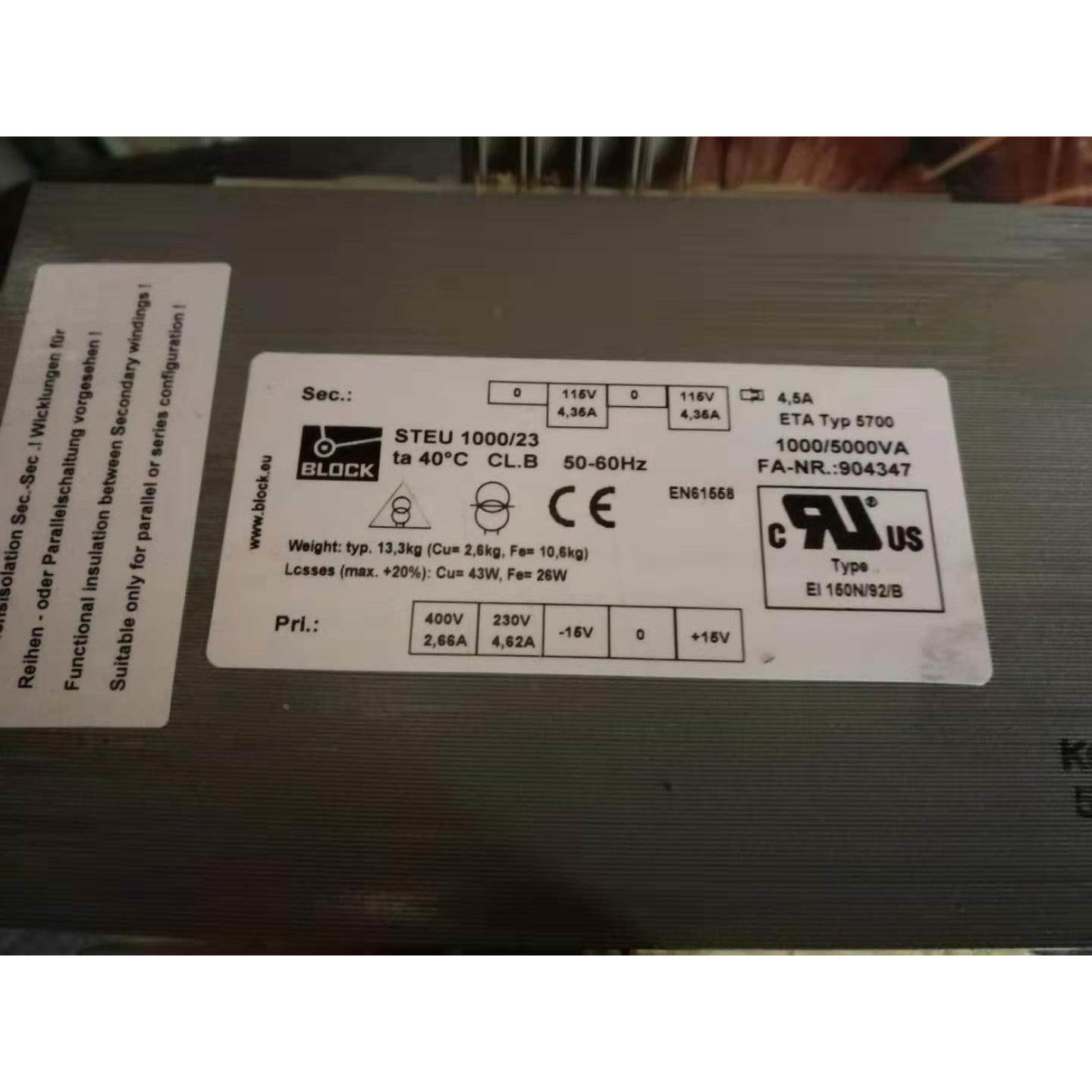 全新德国BLOCK控隔离变压器STEU 1000/23议价