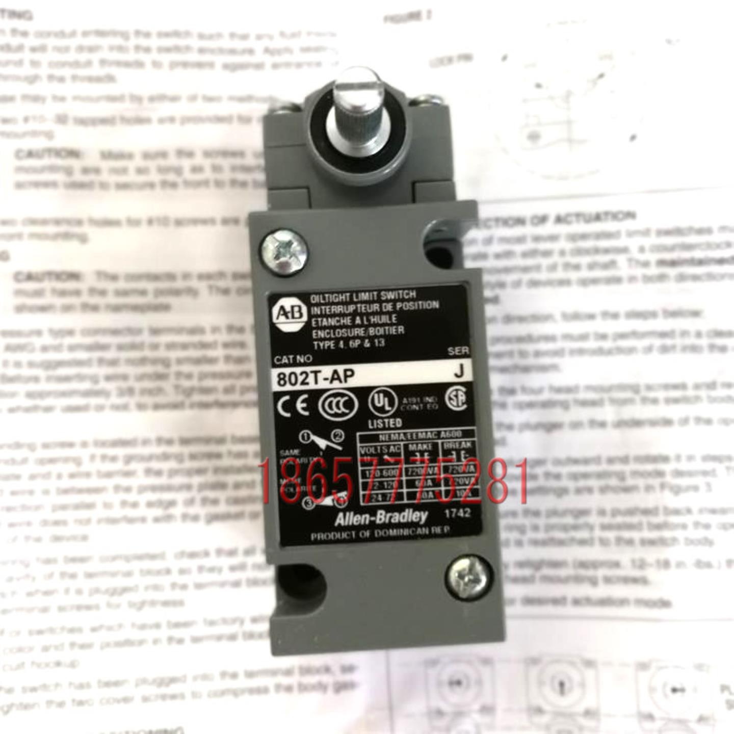 美国原装进口正品 AB 802T-AP Allen-Bradley行程开关原包装