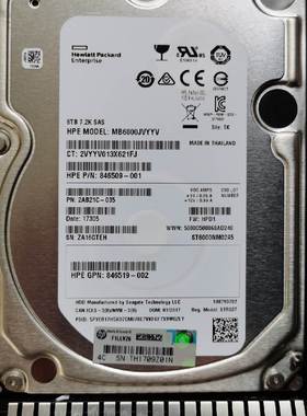 【汇盈传感器】HP 846519-002 846509-001 846610-001 6TB SAS 7.