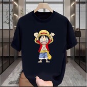 潮牌海贼王路飞短袖 宽松纯棉圆领卡通半袖 T恤男夏季 新款