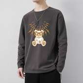 嘻哈痞帅长袖 卫衣T恤男士 春秋季 重磅纯棉美式 圆领宽松大码 上衣服