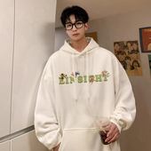 连帽卫衣男生重磅秋冬小众印花oversize潮流帽衫 宽松情侣ins上衣
