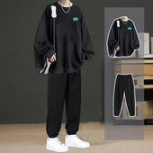 圆领卫衣套装 一套搭配帅气潮流两件套 痞帅男装 男款 青少年秋冬季