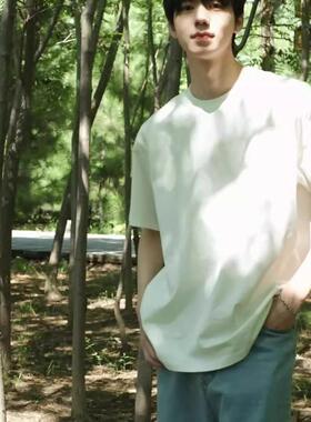 白色纯棉内搭短袖t恤男夏季新款美式重磅半袖体恤宽松百搭上衣ins
