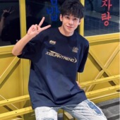 美式 休闲上衣 字母印花潮牌高街半袖 重磅纯棉短袖 t恤男生宽松夏季