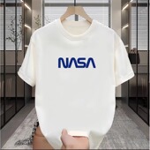 T恤男士 夏季 2025新款 潮牌NASA联名短袖 宽松纯棉重磅半袖