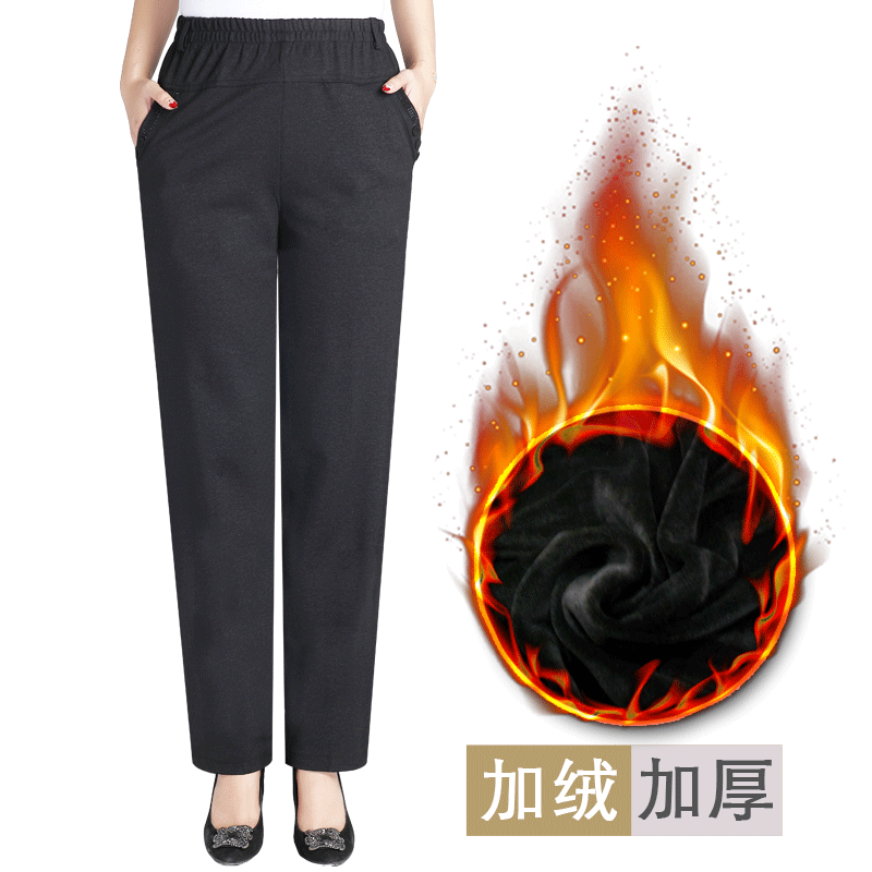 中老年女裤加绒加厚老年人棉裤女装大码奶奶长裤高腰冬季妈妈裤子
