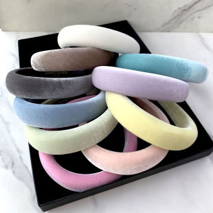 温柔马卡龙色丝绒高颅顶宽发箍彩色厚海绵头箍发饰2026春夏头饰女