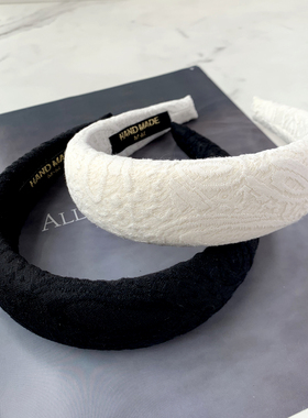 白色蕾丝高颅顶宽发箍黑色厚海绵头箍压发卡女2025春夏新款头饰女